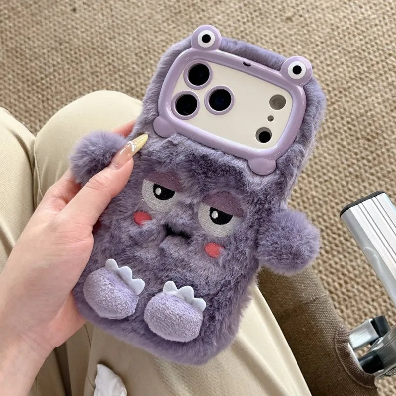 Cute Cartoon Funny dozing expression Phone Cases For iPhone 17 16 15 14 13 Pro Max Plush Soft Protection Cover