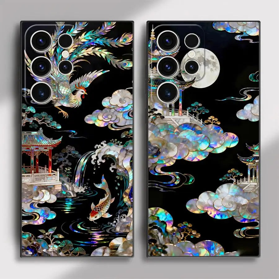 Case for Samsung Galaxy S26 S20 S23 S24 Plus Note 20 Ultra 8 9 10 S10 S9 S21 FE S25 Ultra Funda Phone Cover Clouds Dragon Tiger