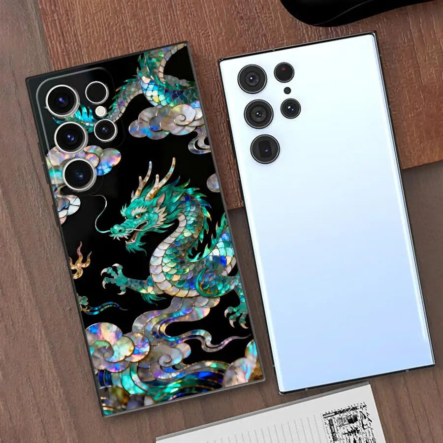 Case for Samsung Galaxy S26 S20 S23 S24 Plus Note 20 Ultra 8 9 10 S10 S9 S21 FE S25 Ultra Funda Phone Cover Clouds Dragon Tiger