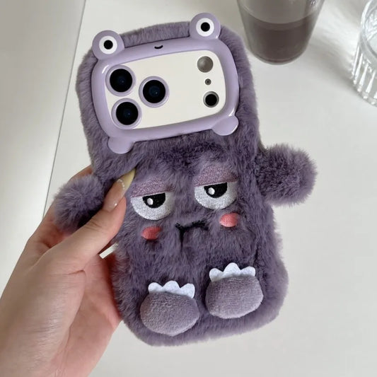 Cute Cartoon Funny dozing expression Phone Cases For iPhone 17 16 15 14 13 Pro Max Plush Soft Protection Cover