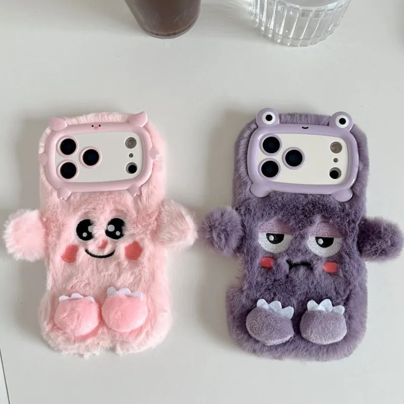 Cute Cartoon Funny dozing expression Phone Cases For iPhone 17 16 15 14 13 Pro Max Plush Soft Protection Cover
