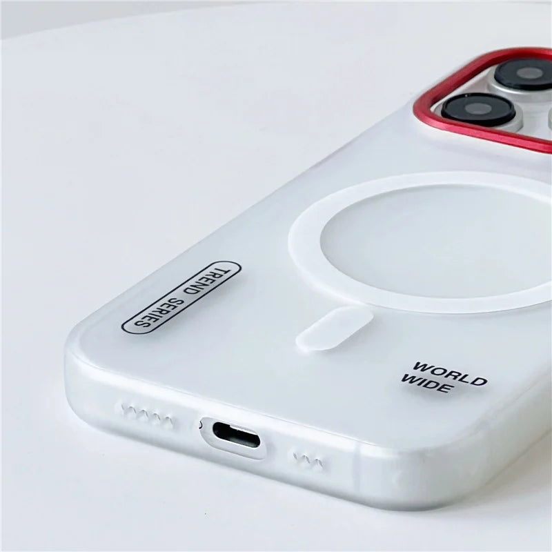 For Magsafe Wireless Charge Cases For iPhone 16 13 12 14 15 Pro Max Matte Magnetic Trendy Shockproof Armor Case Metal Lens Cover