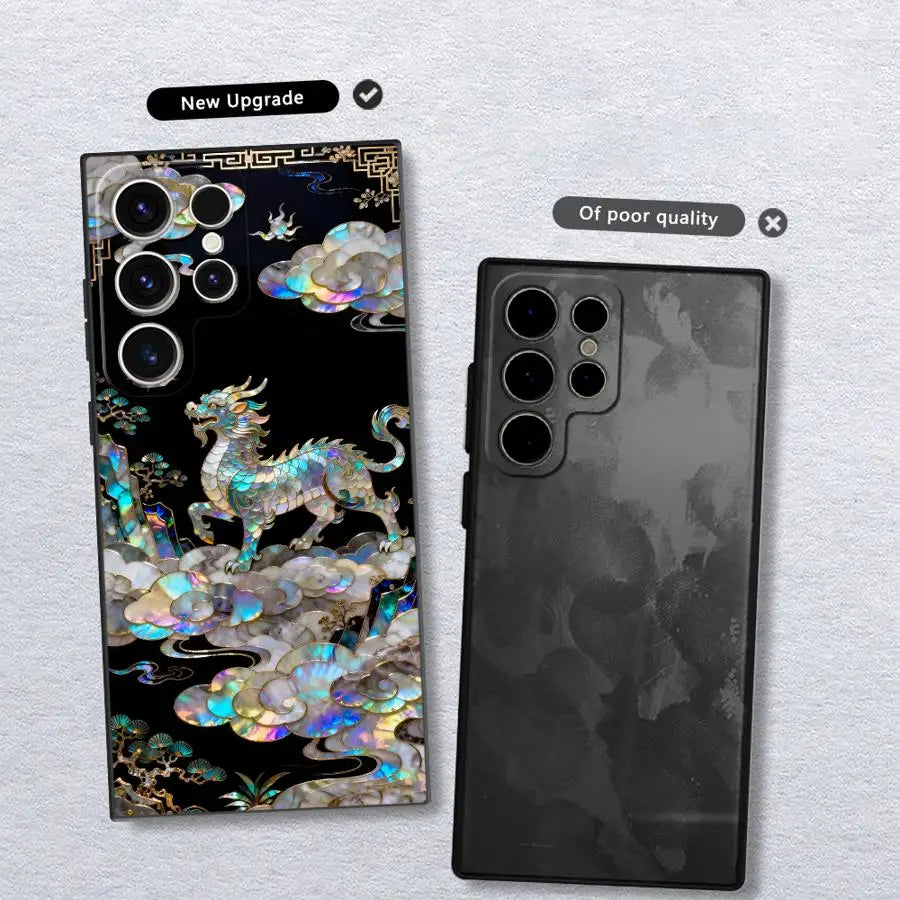 Case for Samsung Galaxy S26 S20 S23 S24 Plus Note 20 Ultra 8 9 10 S10 S9 S21 FE S25 Ultra Funda Phone Cover Clouds Dragon Tiger